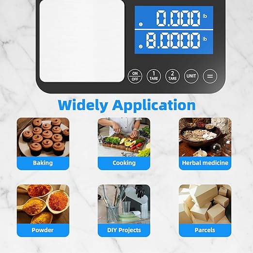 0.001oz/33lb Dual Platform Kitchen Scale, Diyife Stainless Steel Precision Food Scale, 7 Units, Tare, Accumulation Functions, for Baking, Cooking, Pre-Meal Preparation