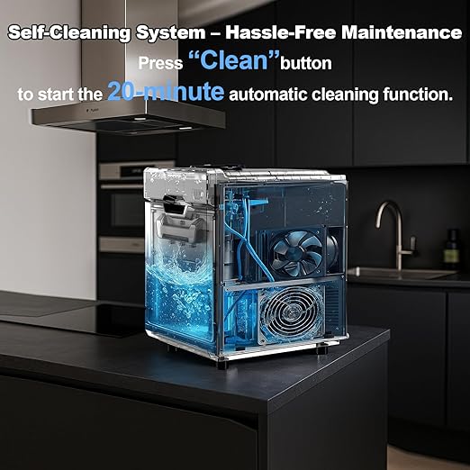 Nugget Ice Maker – 40 lbs/Day Countertop Ice Machine with 10Lbs Storage Bin, Chewable Ice Machine Maker Self-Cleaning, Stainless Steel, Dual Water Inlet Mode, Portable for Home Kitchen Bar Office