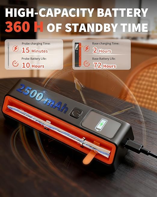 Wireless Bluetooth Smart Meat Thermometer - WiFi Unlimited Range, 1 Ultra-Thin Probe, 6 Sensors with NIST Certified Accuracy, for BBQ, Grill, Oven, Smoker, Rotisserie - iOS & Android App