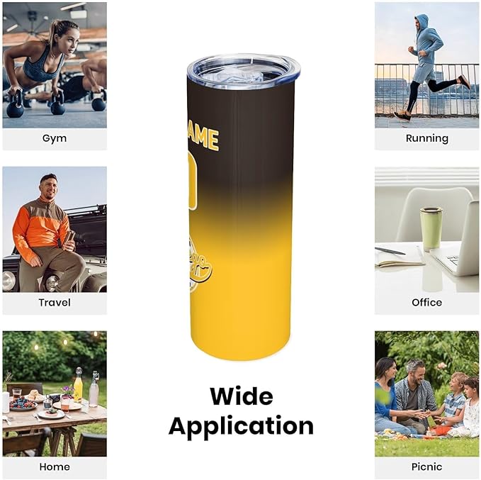 Custom Tumbler Stainless Steel Cup Personalized Baseball Vacuum Insulation Travel Mug Add Your Name Number Fans Gift for Baseball Fans