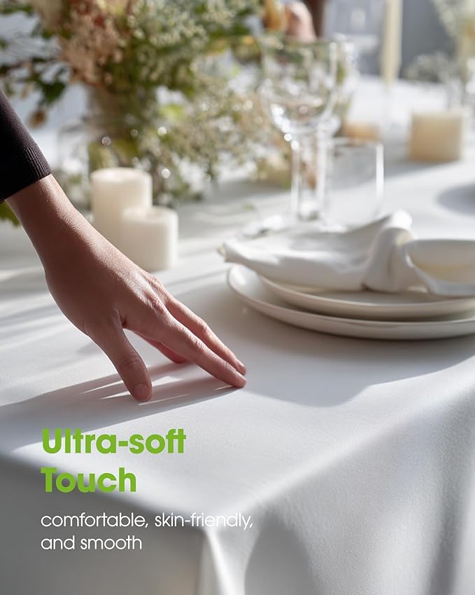 Pureegg Rectangle Table Cloth 60" x 84" – Durable Polyester Tablecloth Offers Reusable & Washable Protection, Ideal for Outdoor Party, Picnic, Wedding, Banquet and Birthday, 1 Pack, White