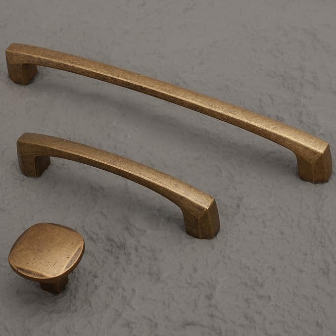 10 Pack 3 Inch(76mm) Kitchen Cabinet Handles Antique Brass Cabinet Pulls Vintage Drawer Pulls Aged Kitchen Hardware