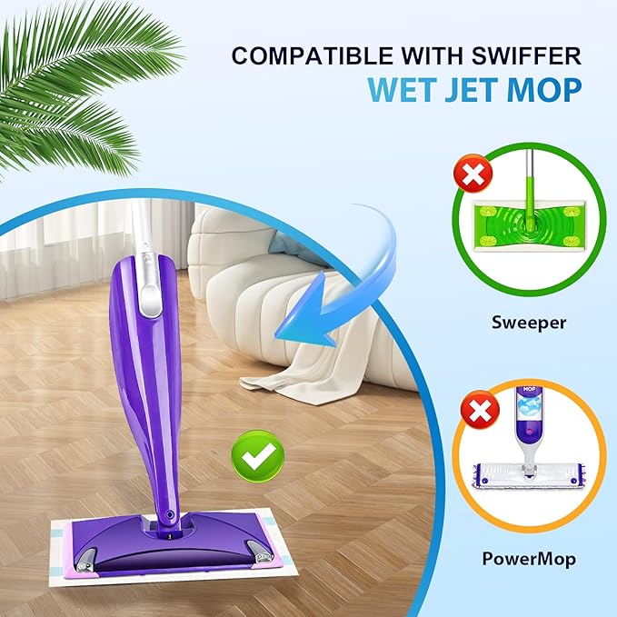 60 Count Disposable Mop Pad Refills for Swiffer Wet Jet Spray Mop - Wet Jet Pads,Made of high-end Cotton,5X Highly Absorbent, Suitable for All Floor Surfaces, Deep Cleaning of Stubborn Stains