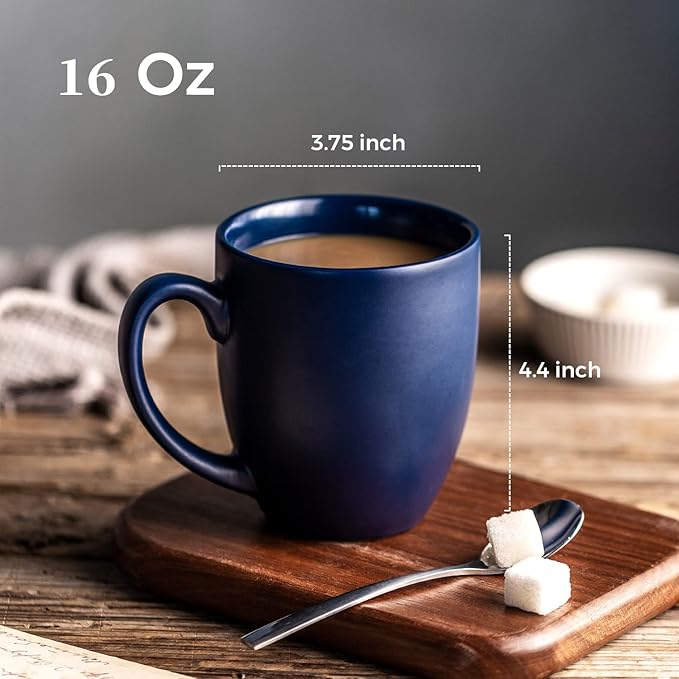 AmorArc 16oz Coffee Mugs Set of 6, Large Ceramic Coffee Mugs for Man, Woman, Dad, Mom, Modern Coffee Mugs with handle for Tea/Latte/Cappuccino/Cocoa. Dishwasher&Microwave Safe, Multi-Color