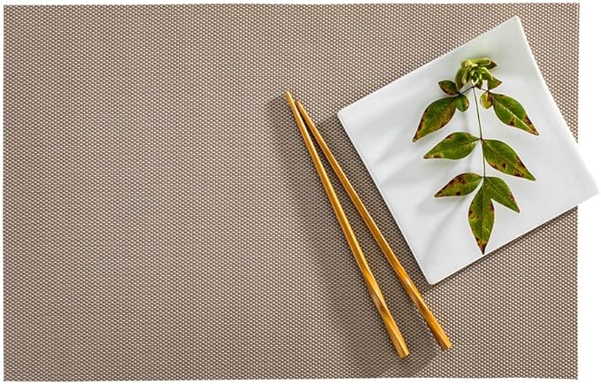 Restaurantware Carmel Mesh 16 x 12 Inch Table Placemats Set Of 6 Woven Washable Placemats - Heat Tolerant No Stain Light Taupe Kitchen Placemats Mesh Easy To Clean