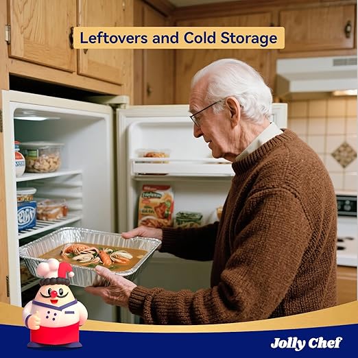 JOLLY CHEF 9x13 Aluminum Foil Pans (30 Pack) - Disposable Half Size Deep Steam Foil Pans for Roasting Turkey, Lasagna, Casseroles - Thanksgiving, Christmas, Parties, Catering