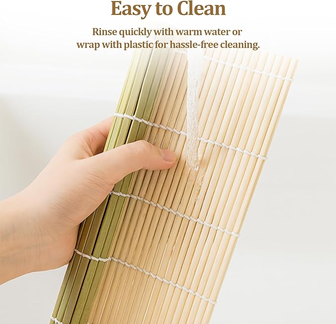 Sushi Making Kit, 6 PCS Beginner Sushi Maker Set, Including 2 Green Bamboo Rolling Mats, 2 Pairs Chopsticks, 1 Paddle,1 Spreader, Natural Bamboo Material, Ideal Gift for Kids, Friends, Home Chef