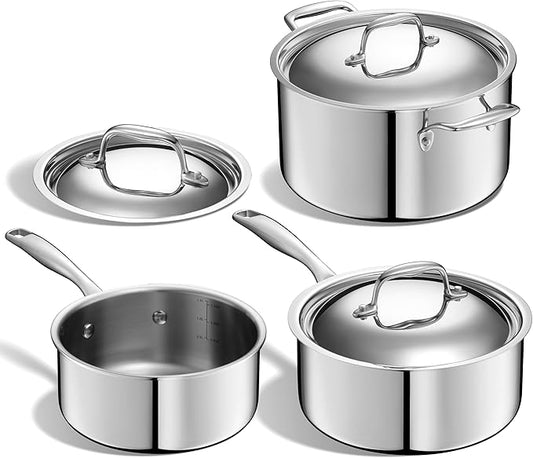 LEGEND COOKWARE 5-Ply Stainless Steel Cookware Set, 6-Piece Pots and Pans Set - Induction Compatible, Oven Safe 800°F - Non-Toxic, No Coatings - Built to Last Generations