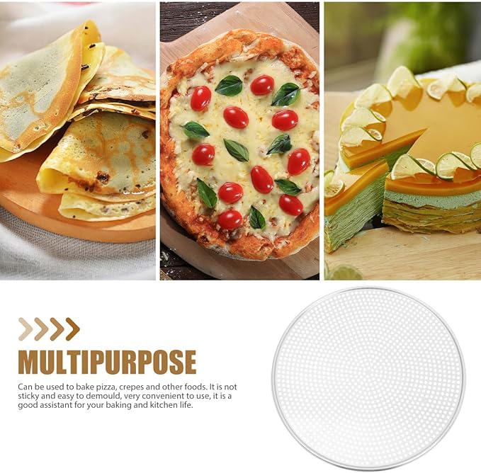 BESTonZON 16 Inch Pizza Tray, Aluminum Non-stick Pan with Holes Mesh Pizza Pan, Round Crisper Tray Baking and Serving Sheet for Oven Home Restaurant