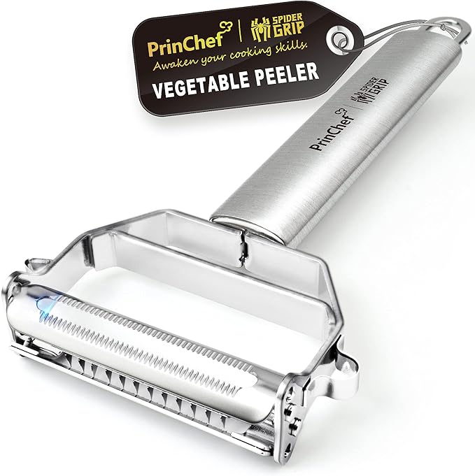 PrinChef Vegetable Peeler, 3 in 1 Versatile Y Potato Peeler for Kitchen| Ultra Sharp Julienne Peeler with Anti-Slip Handle | Stainless Steel No-Rust Veggie Peeler, Heavy Duty