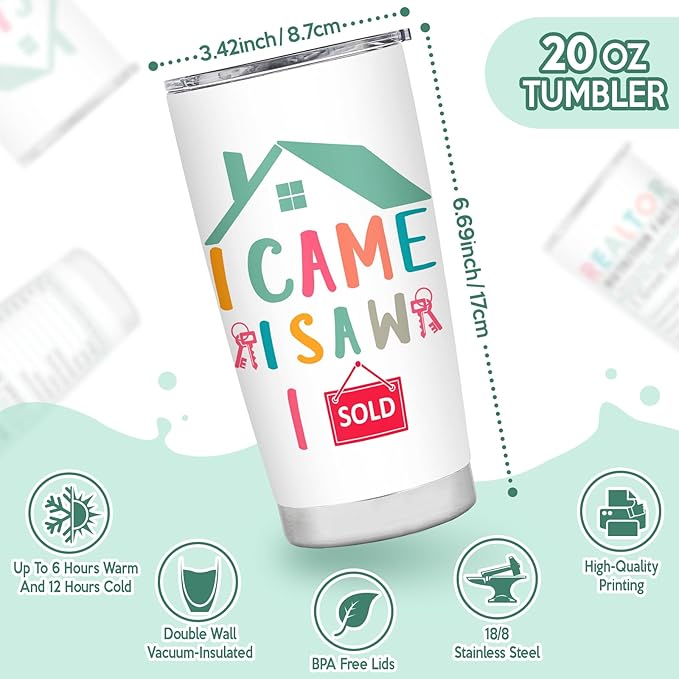 Realtor Gifts Closing Gifts for Realtors Real Estate Agent Gift Best Realtor Ever Gift Stainless Steel Tumbler With Lid 20OZ