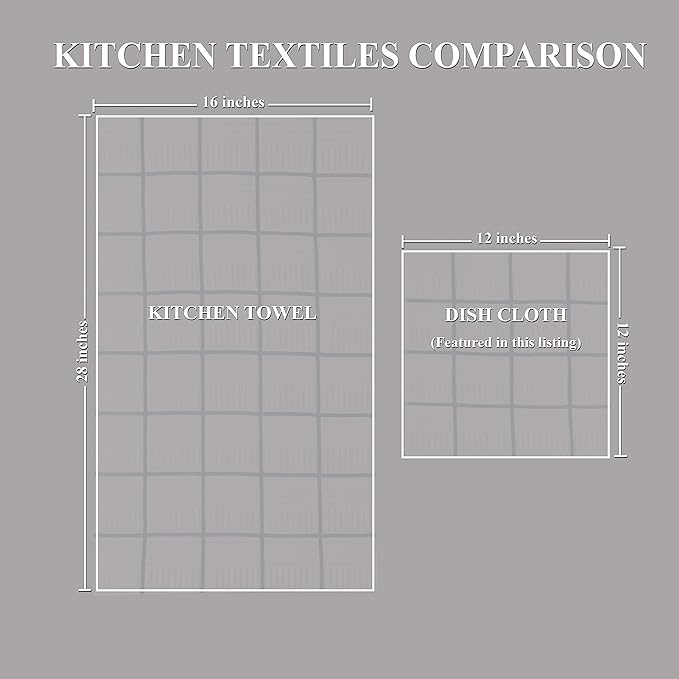 Sticky Toffee Cotton Dishcloths Set of 8, Blue Check, 12 x 12 in, Absorbent Reusable Kitchen and Cleaning Cloths