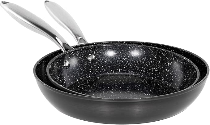 MAISON ARTS Hard Anodized Nonstick Frying Pans Set 2 Piece, 10" and 12" Ceramic Coating Skillets with Stainless Steel Handle, Induction Compatible
