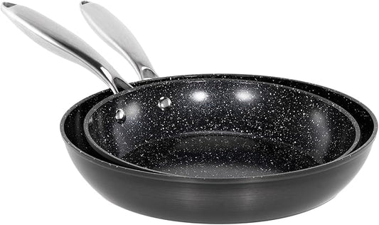 MAISON ARTS Hard Anodized Nonstick Frying Pans Set 2 Piece, 10" and 12" Ceramic Coating Skillets with Stainless Steel Handle, Induction Compatible