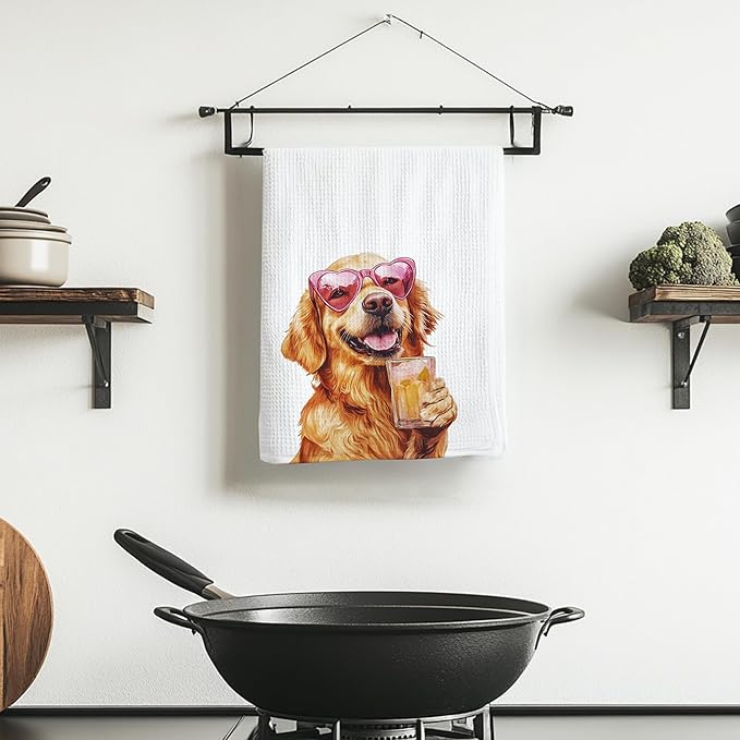 Cabana Bro Golden Retriever Gifts Kitchen Towels, Golden Retriever Gifts for Women Men Decorative Hand Towels for Bathroom, Funny Goldie Cocktail Tequila Beer Dish Tea Towels for Kitchen, 16x24 Inch