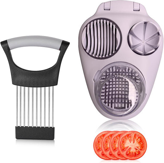 Egg Slicer and Vegetable Cutter Onion Holder, Egg Shell Opener Stainless Steel Cutter for Fruits, Tomato Lemon Strawberry Onion Slicer Tool for Kitchen, Send Goods from Local Warehouse