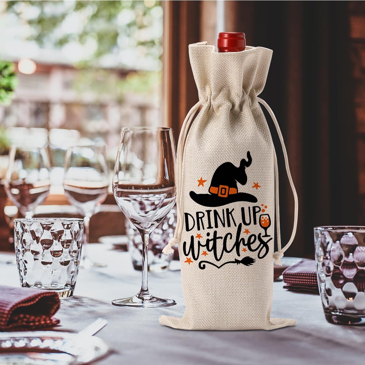 Halloween Wine Bag Drink Up Witch Wine Bag Halloween Birthday Gifts Halloween Birthday Party Decorations for Women Men Her Friends Wine Tasting Party Holiday Gift Bag