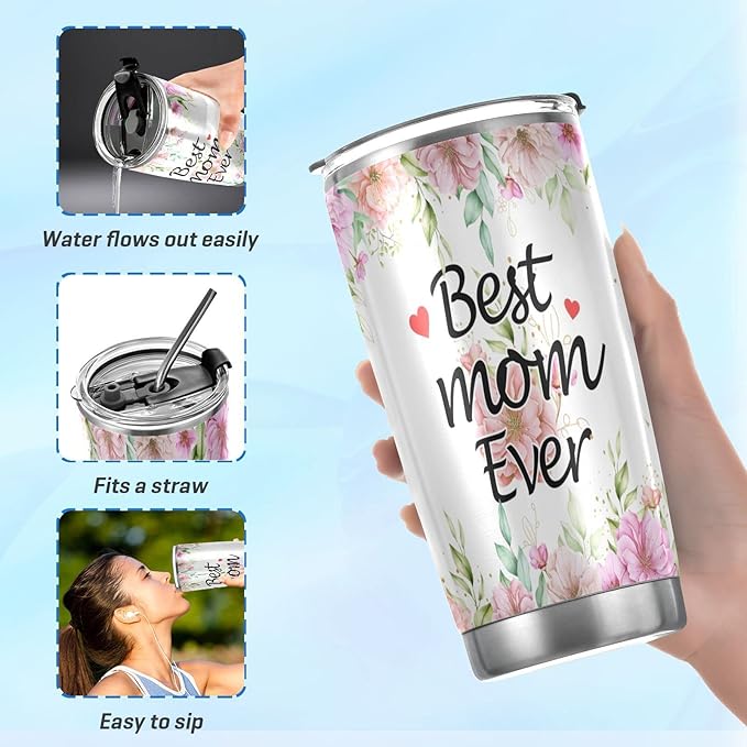 JUDIAN Mom Gifts - 20oz Tumbler Coffee Travel Mug for Mother's Day, Birthday from Daughter Son - Gifts for Women