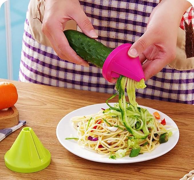 2Pcs Spiralizer Vegetable Slicers,Handheld Spiralizer Vegetable Fruit Spaghetti Zucchini Noodle Maker Grater Slicer Cutters,Kitchen Gadget Funnel Carrot Radish Cutter Shred Slicer Spiral Tools