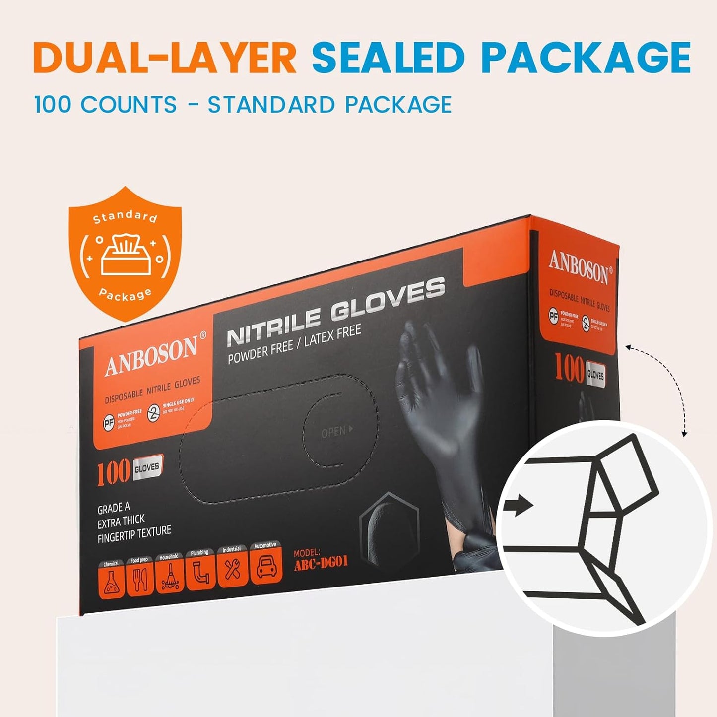 6 mil Disposable Nitrile Gloves, Heavy Duty Disposable Glove, Cooking Gloves, Latex Free, Powder Free (Black of 100, X-Large)