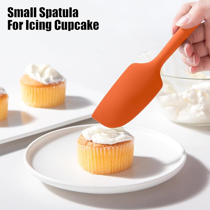 3-Piece Silicone Spatula Scrapers: Doosu 600°F Heat Resistant Food Grade Kitchen BPA Free Rubber Baking Cooking Tool Nonstick Utensil Set for Mixing, Scraping, Folding, Stirring, Serving (Multi-4)