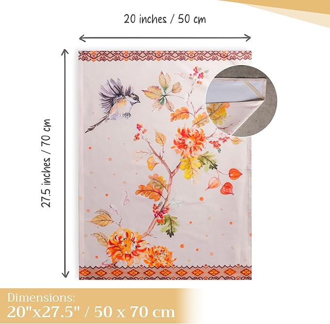 Maison d' Hermine Kitchen Towels Set of 3 100% Cotton 20" x 27.5" Reusable Cloth Tea Dish Towels Absorbent with Hanging Loop for Kitchen Dining Thanksgiving Christmas Decorations (Kelim - Prairie)