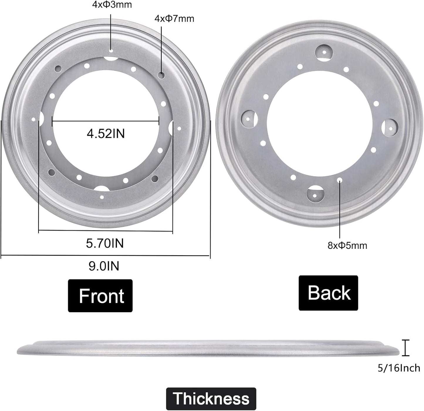 9" Round Lazy Susan Turntable Bearing Plate 5/16”Thick Lazy Susan Hardware, Rotating Swivel Plate with 750 lb Load Capacity, Lazy Susan Turntable Base for Table, Serving Tray, Kitchen