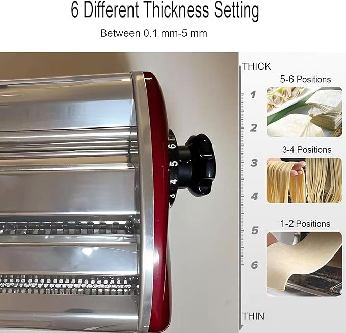 XINGYUEXUAN Manual Pasta Maker - Stainless Steel Noodle Machine with 2mm/4mm Cutters, Hand Crank for Homemade Spaghetti & Fettuccine