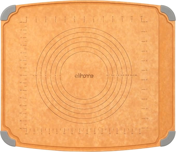 Elihome Essential Baking Pastry & Cutting Board for Kitchen, Wood Fiber Cutting Board for Kitchen, Knife Friendly, Dishwasher Safe, Non-Slip Feet, Juice Groove, Non-Porous, Eco Friendly, 15" x 18"
