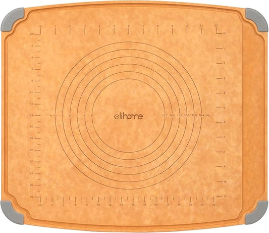Elihome Essential Baking Pastry & Cutting Board for Kitchen, Wood Fiber Cutting Board for Kitchen, Knife Friendly, Dishwasher Safe, Non-Slip Feet, Juice Groove, Non-Porous, Eco Friendly, 15" x 18"