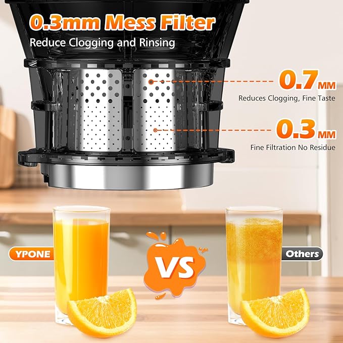 Juicer Machines with 5.8" Large Feed Chute, 400W Cold Press Juicer for Whole Vegetables and Fruits, Slow Masticating juicer Easy to Clean Juice Extractor Machine High Juice Yield(Titanium Gray)