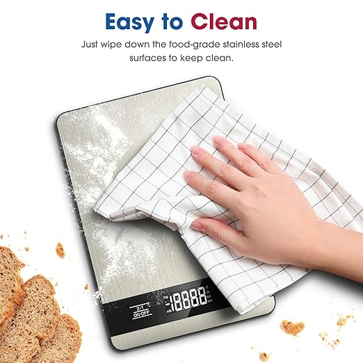 Mik-Nana Food Scale, 11lb Digital Kitchen Scale with LCD Display 6 Units Tare Function, Stainless Steel Weight Grams and Ounces for Baking, Cooking and Meal Prep (Batteries Included)