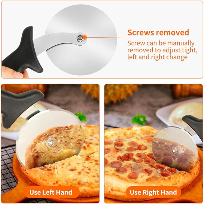 Pizza Cutter Wheel, Stainless Steel Slicer, 9.33-Inch Super heavy 173g, Sharp funny Classic Cutters, Kitchen Gadget with finger guard protects, For Pizza Lovers for easy dishwasher cleaning