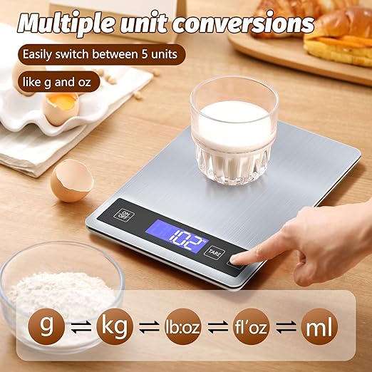 33lb Digital Scale Kitchen Food Scale Weight Grams and Ounces Pounds/Ounces/Grams be Freely Changed for Daily Use, Home Baking Stainless Steel Material