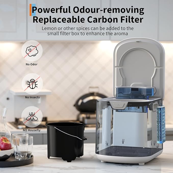 3.5L Electric Kitchen Composter Smart Odorless Compost Bin Auto-Cleaning,Countertop Food Waste Composting Machine -Fast 4-6H Food Waste to Fertilizer Conversion for Outdoor Use (White