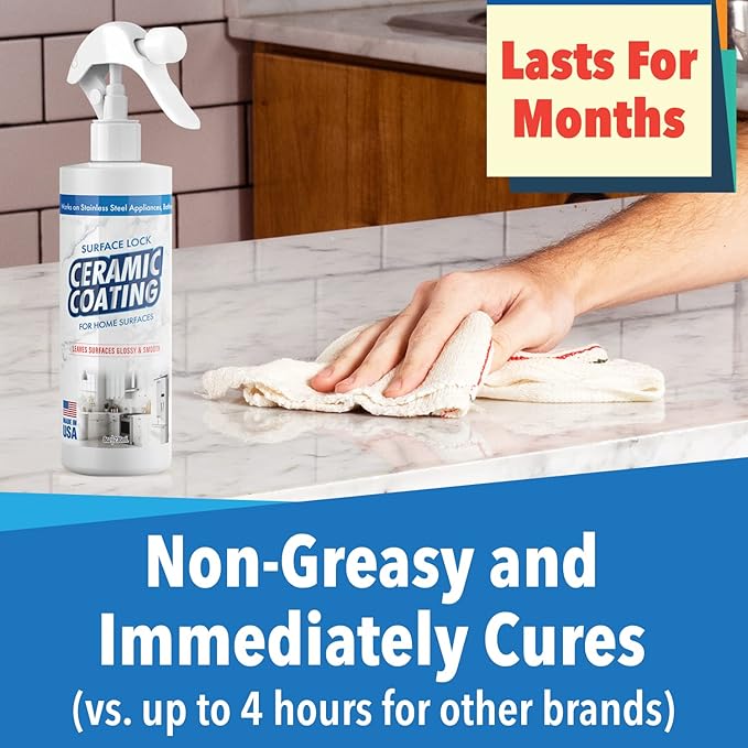 Home Ceramic Coating for Stainless Steel, Glass and Countertops - Seal, Protect & Shine for the Kitchen & Bathroom - Fights Fingerprints, Grime and Stains in Your Life - 8 fl oz - Proof It Works