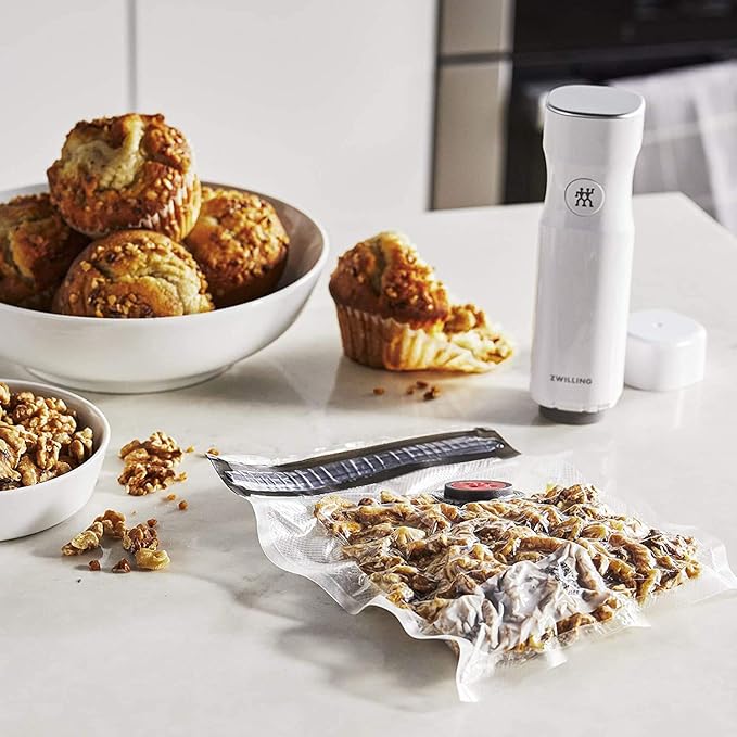 ZWILLING Fresh & Save Vacuum Sealer Machine Starter Set with Airtight Food Storage Container Glass, Sous Vide Bags, Meal Prep