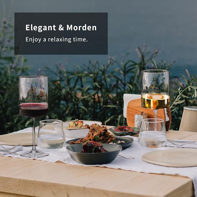 SANZO Square Wine Glasses Set 4, Wine Glasses 15oz, Elegant Design White Wine Glasses, Red Wine Glasses Set for Home Bar Party (4pcs)