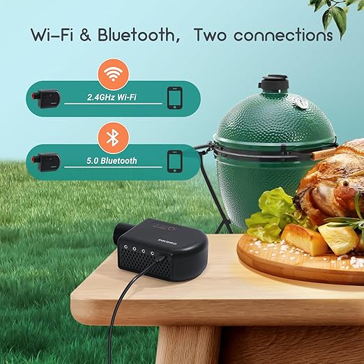 Wi-Fi & Bluetooth BBQ Smoker Temperature Controller with Automatic Smoker Fan, INKBIRD ISC-027BW Grill Thermometer with 4 Probes for Big Green Egg, Kamado Joe, Primo, Vision Grill, Akorn Kamado, Weber