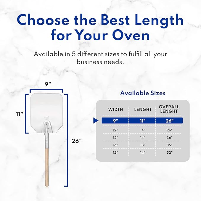 New Star Foodservice 50196 Aluminum Pizza Peel, Wooden Handle, 16 x 18 inch Blade, 36 inch overall