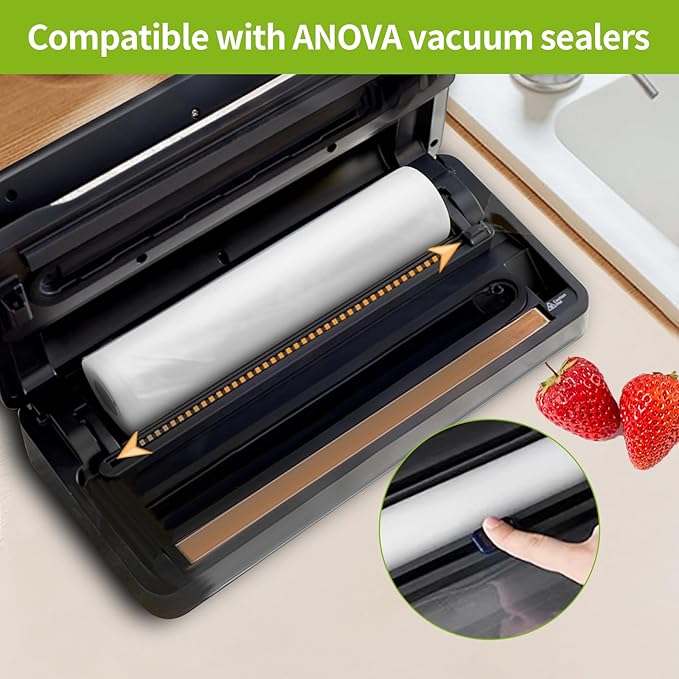3 Rolls Vacuum Sealer Bags Compatible with Anova & Foodsaver Vacuum Sealer, Commercial Grade Vacuum Sealer Bags (11 in x 16.4 ft) BPA Free Food Vac Bags for Food Storage, Sous Vide