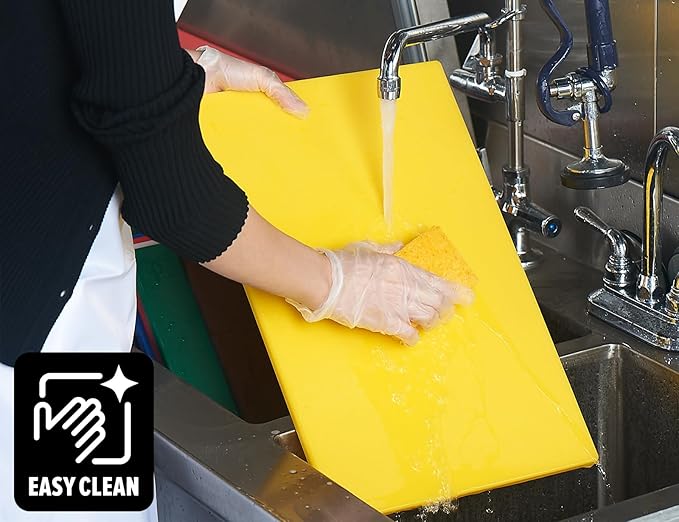 CURTA 2 Pack Yellow Cutting Boards for Kitchen,20" x 14" x 0.5" Yellow Coded Plastic Commercial Chopping Board with Anti Slip Surface Dishwasher Safe