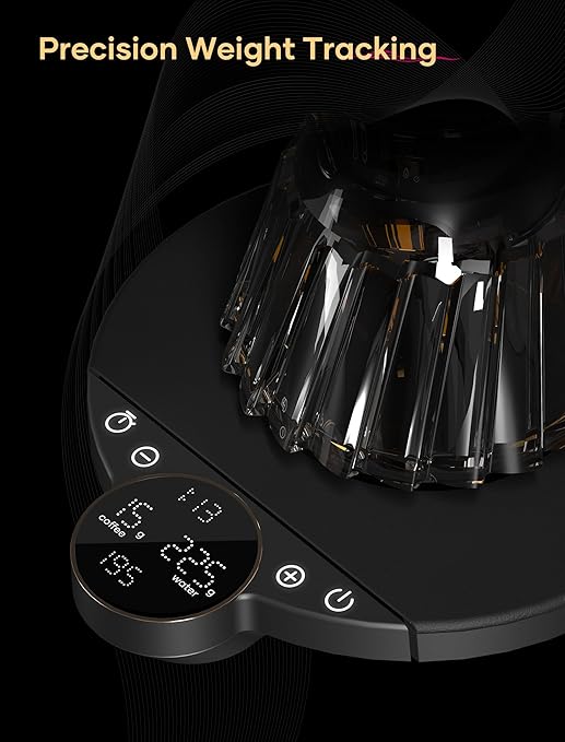 Cocinare Balance Digital Coffee Scale, Precision Control with Three Modes - Brewing Assist, Weighing, Competition, Digital Kitchen Scale for Coffee and Small Goods, Up to 3000g (Obsidian Black)