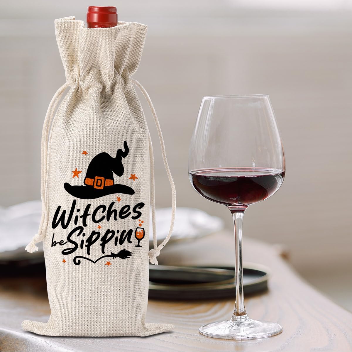 Funny Halloween Witch Decor Hocus Pocus Witchy Decor Witch Wine Bag Gifts Halloween Party Supplies Home Decorations Wine Accessories for Wine Lovers Women Men Friends