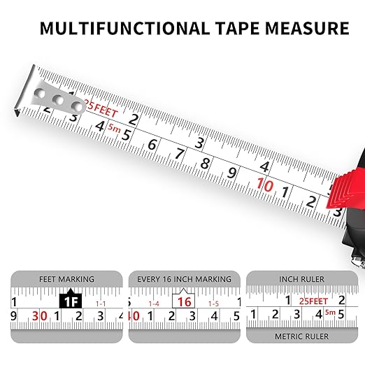 Gifts for Dad, Dad Gifts from Son Daughter, Tape Measure25FT Self-Locking, Steel Made Retractable Measurement, Imperial/Metric Scale, Easy to Read, Used for Architects, Carpenters, Handicrafts. (25FT)