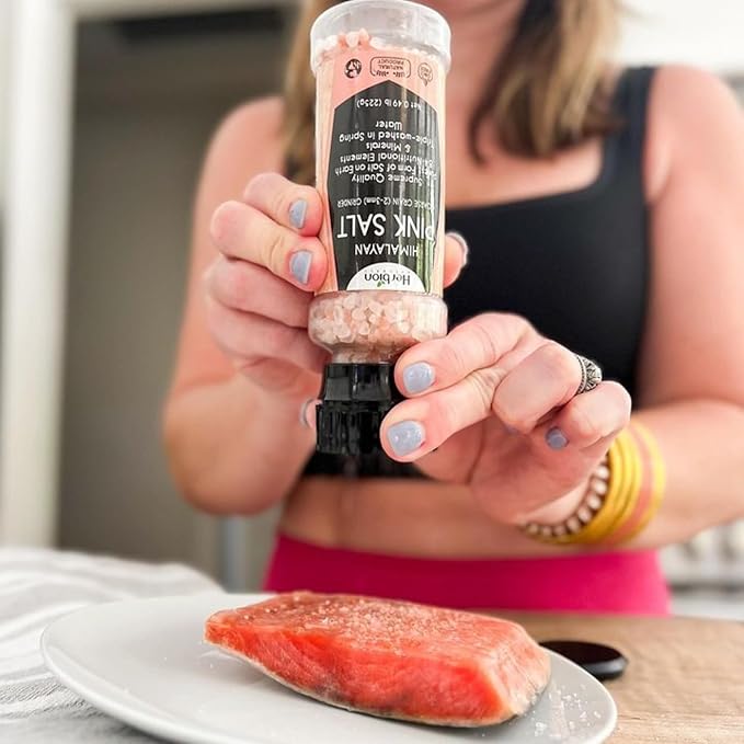 HERBION Naturals Himalayan Pink Salt Grinder Coarse Grain, 100% Pure with 84 Minerals for Seasoning, Refillable, All-Natural Salt, Triple-Washed in Spring Water, Vegan, Kosher Certified Pack of 1