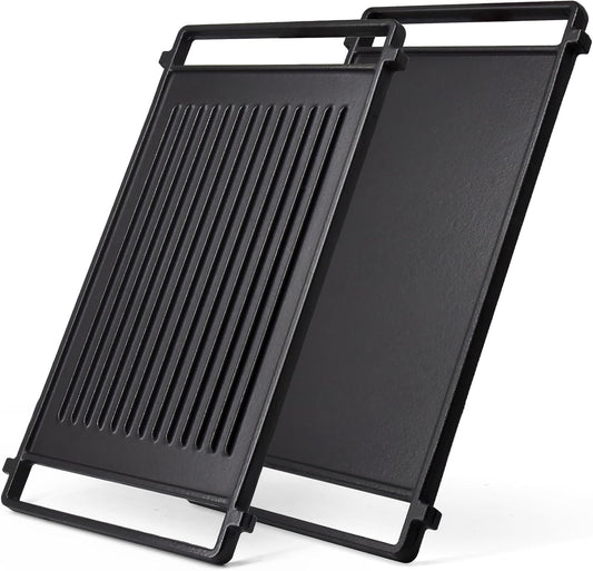 Hiorucet WB31X24998 Cast Iron Griddle Replacement for GE Gas Stove Griddle Plate, JGBS66REKSS Reversible Griddle Flat Top Pan for GE Appliance Gas Range Parts.