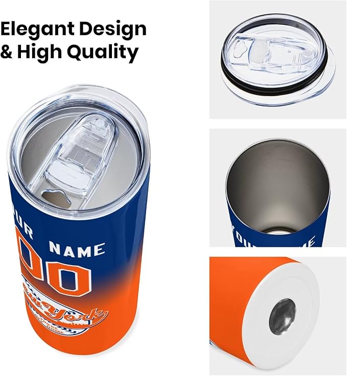 Custom Tumbler Stainless Steel Cup Personalized Baseball Vacuum Insulation Travel Mug Add Your Name Number Fans Gift for Baseball Fans
