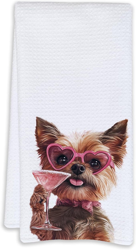 Cabana Bro Yorkshire Terrier Gifts Kitchen Towels, Yorkie Gifts for Women Dog Mom Decorative Hand Towels for Bathroom, Funny Yorkshire Terrier Cocktail Dish Tea Towels for Kitchen, 16x24 Inch