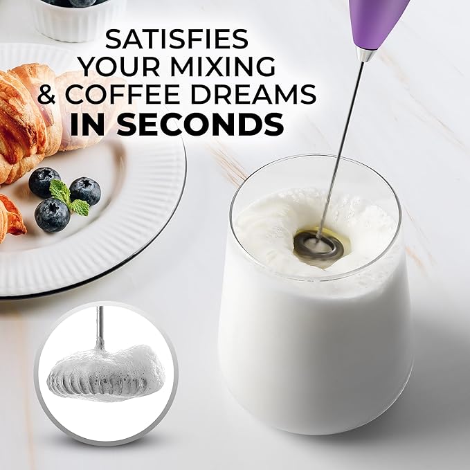 Zulay Kitchen Powerful Milk Frother Wand - Ultra Fast Handheld Drink Mixer - Electric Whisk Foam Maker for Coffee, Lattes, Cappuccino, Frappe, Matcha & Coffee Creamer - Milk Boss Galaxy